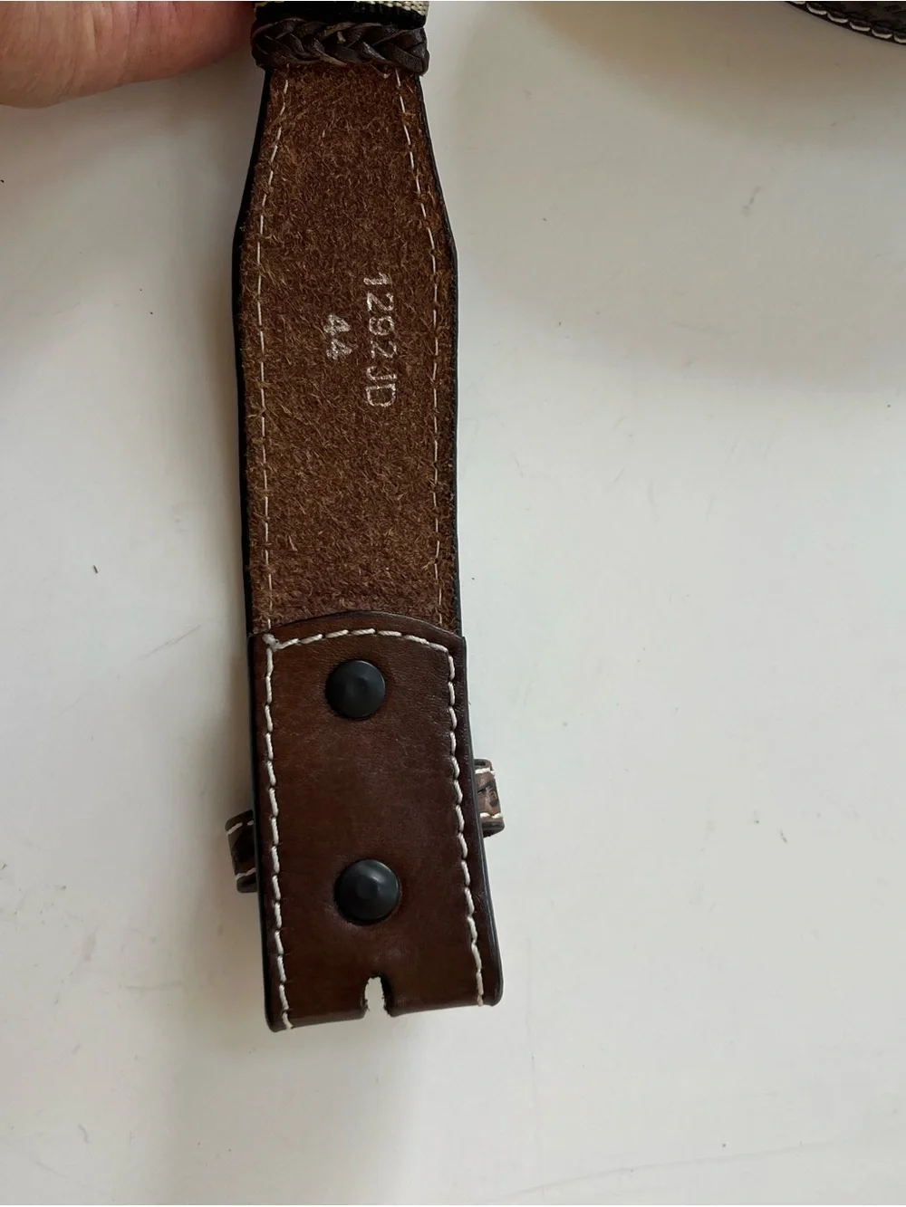 Western style belt, genuine full grain leather, Aztec fabric inlay and conches